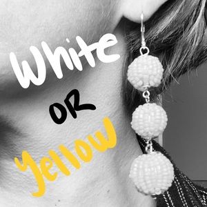 INC Bead Ball Drop Hook Earrings white or yellow
